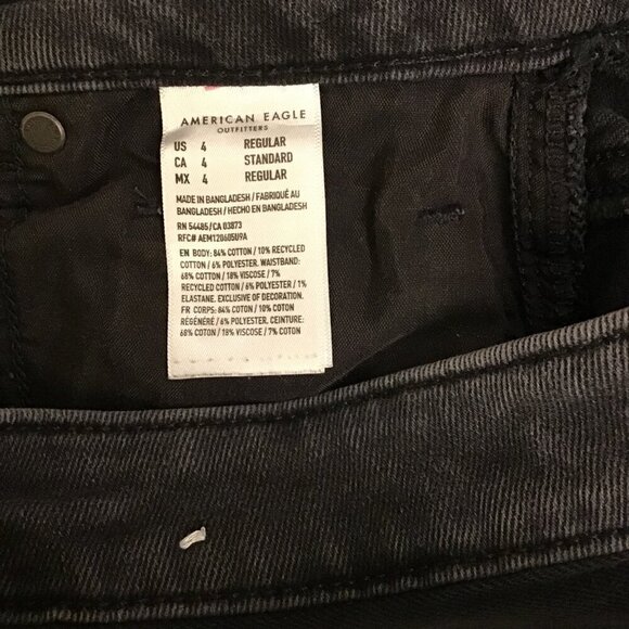American Eagle 4 Mom Jeans Women’s High Rise Washed Black Distressed Ripped - Picture 8 of 10